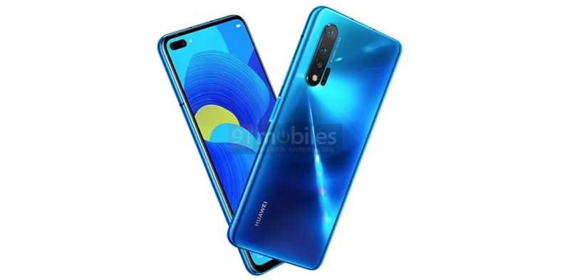 Huawei Nova 6 5G ganha render com câmera frontal dupla em furo na tela Renderização possível design final do Huawei Nova 6 5G.