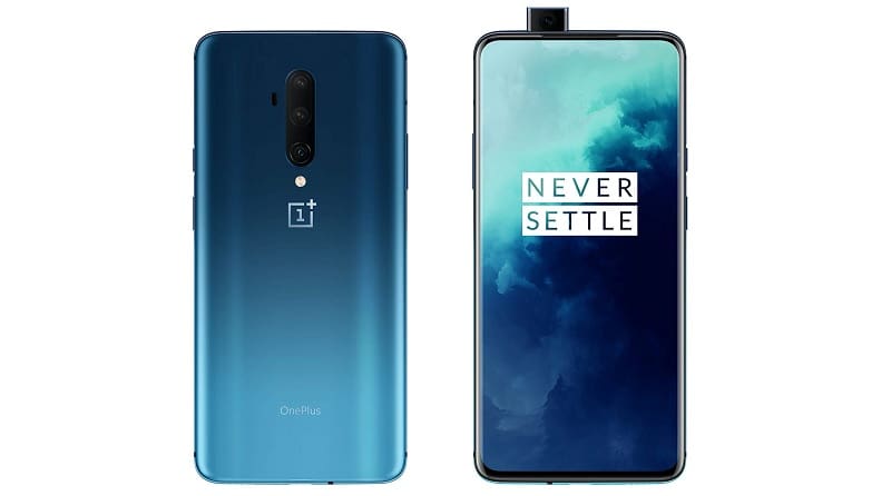 OnePlus 7T Pro na cor azul.