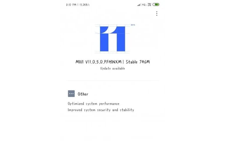 Redmi Note 7 Pro ganha versão estável da MIUI 11 na Índia Captura de tela da atualização da MIUI 11 no Redmi Note 7 Pro na Índia.