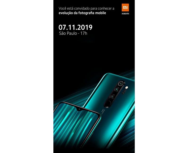 Xiaomi confirma lançamento do Redmi Note 8 Pro no Brasil em novembro Convite da Xiaomi para o lançamento do Redmi Note 8 Pro no Brasil.