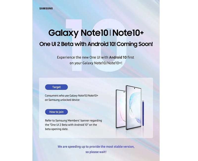 Samsung anuncia One UI 2.0 Beta com Android 10 para linha Galaxy Note 10.