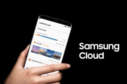 Celular Galaxy aberto no app Samsung Cloud.