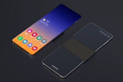 Conceito de smartphone dobrável da Samsung.