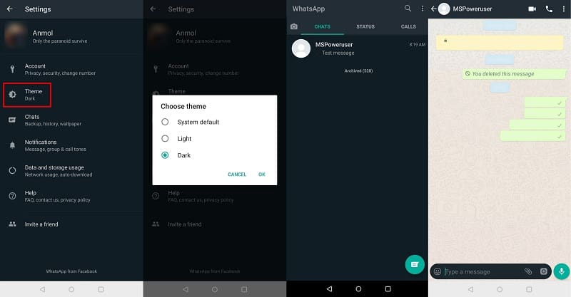 WhatsApp começa a liberar o Modo Escuro para usuários beta no Android WhatsApp Modo Escuro.