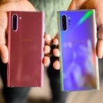 Galaxy Note 10 e Note 10+ lado a lado.