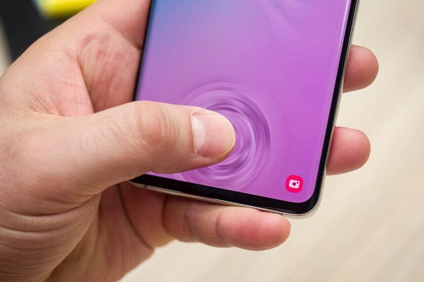 Leitor biométrico Galaxy S10.