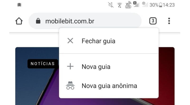 Captura de tela do novo recurso do Google Chrome para Android.