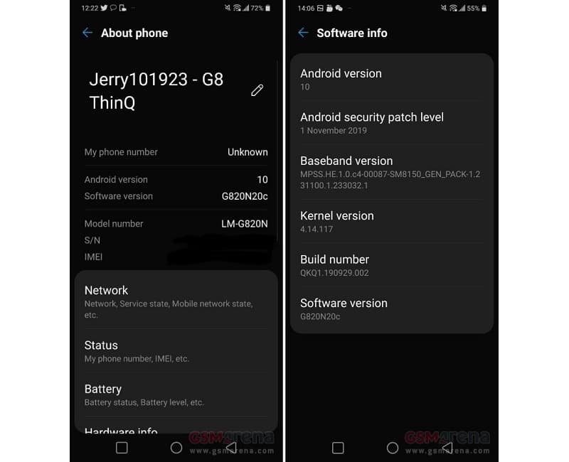 LG G8 ThinQ é atualizado com versão estável do Android 10 Captura de tela da atualização do Android 10 para o LG G8 ThinQ.