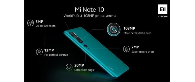 Xiaomi Mi Note 10 será lançado dia 6 de novembro na Espanha Imagem explicativa das câmeras traseiras do Xiaomi Mi Note 10.
