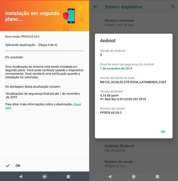 moto g8 plus atualizacao seguranca novembro 2019