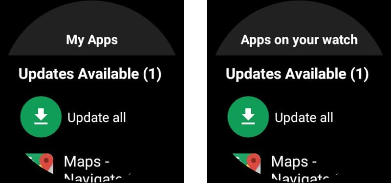 Wear OS ganha atualização que simplifica a navegação na Play Store Comparativo da versão antiga e da atual dos aplicativos da Play Store no Wear OS.