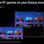 PlayGalaxy Link em um computador e em um Galaxy Note 10.