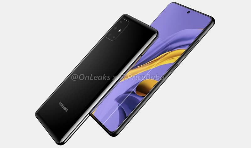 Galaxy A51 recebe nova certificação que confirma capacidade de bateria Renderização do Galaxy A51 na cor preta.