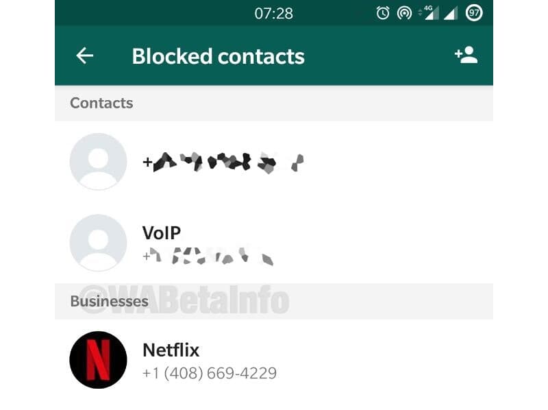 WhatsApp Beta separa contatos por categoria e notifica sobre bloqueados Captura de tela WhatsApp Beta novo recurso de divisão de contatos.