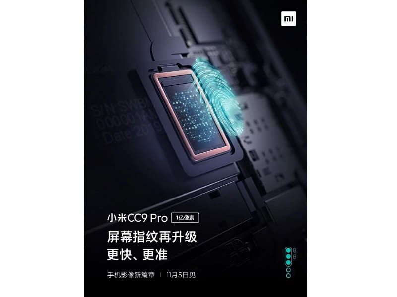 Xiaomi Mi CC9 Pro: Teaser confirma leitor biométrico sob a tela Xiaomi libera teaser do leitor biométrico do Mi CC9 Pro.