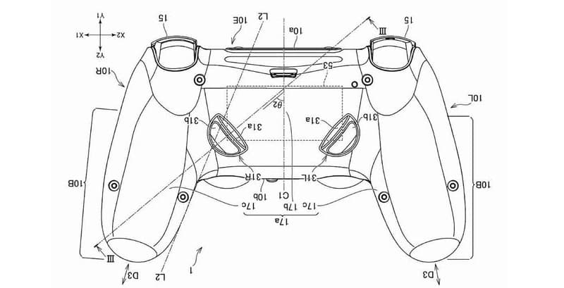PlayStation 5: Nova patente revela alguns detalhes do DualShock 5 Imagem de patente do controle DualShock 5 do PlayStation 5.