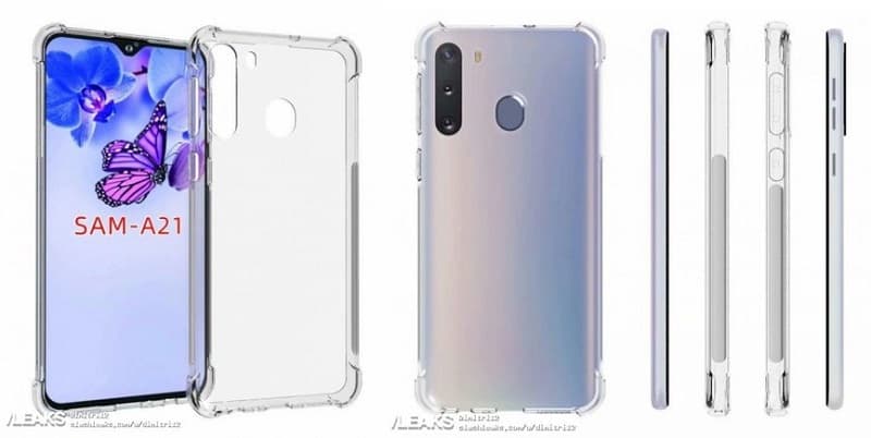 Suposto design do Samsung Galaxy A21.