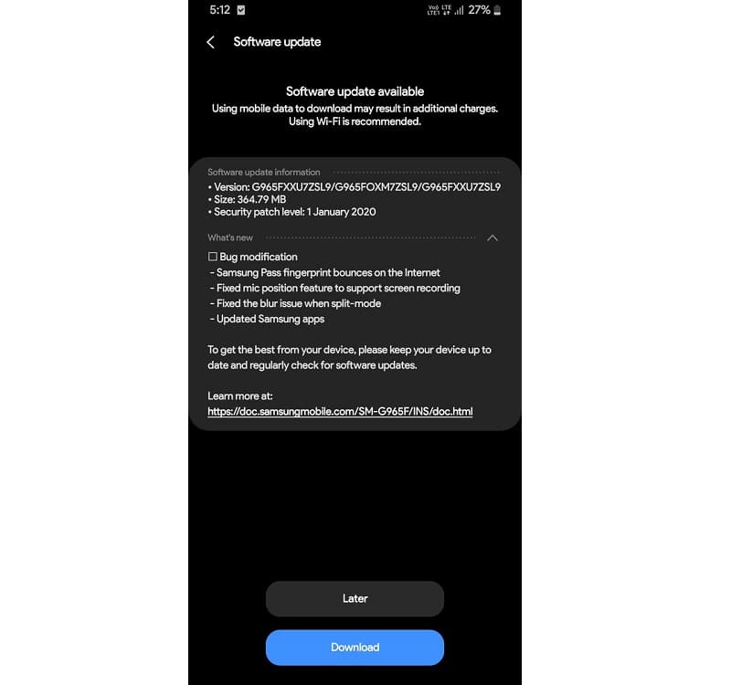 Galaxy S9 e S9 Plus são atualizados com terceira beta do Android 10 Captura de tela da nova versão beta do Android 10 para o Galaxy S9.