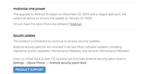 Motorola One Power é atualizado para o Android 10 na Índia motorola one power android 10
