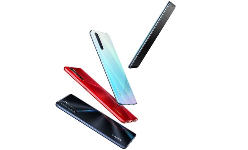 Oppo A8 e A91 são lançados com processador MediaTek e Android 9 Pie Oppo A91 nas cores preto, azul e vermelho.