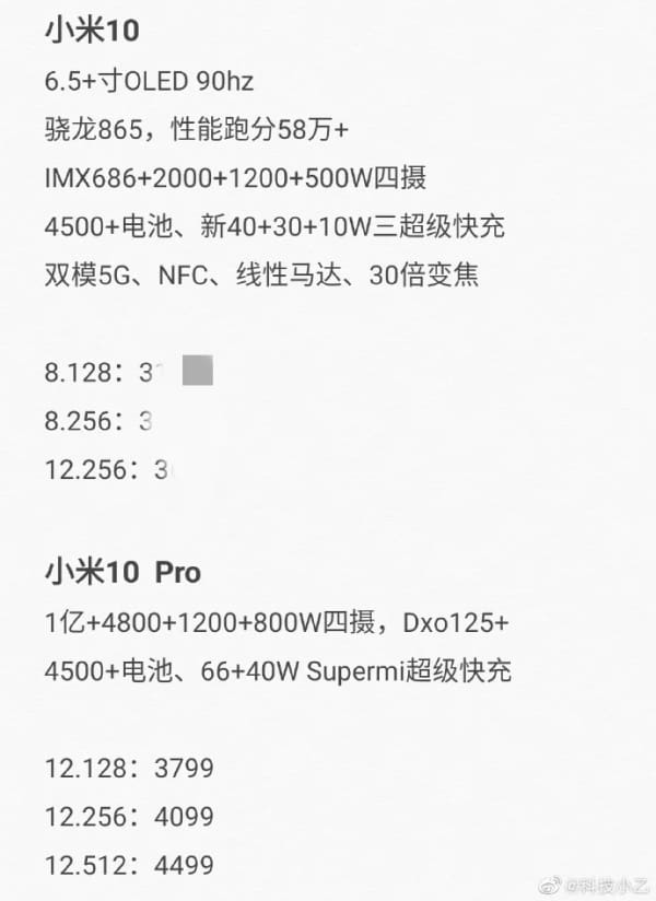 Xiaomi Mi 10 e Mi 10 Pro tem especificações técnicas reveladas xiaomi mi 10 e mi 10 pro especificacoes em chines
