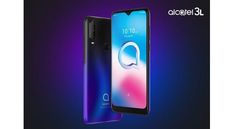 Alcatel 3L, 1S, 1V e 1B são lançados durante a CES 2020 Alcatel 3L azul com preto.