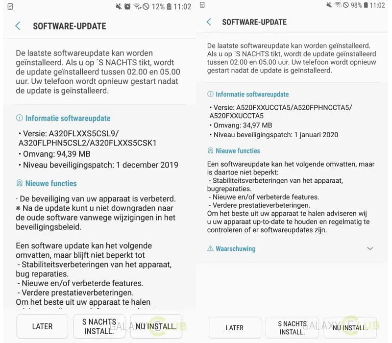 Galaxy A5 (2017) e A3 (2017) recebem atualizações de segurança Captura de tela da atualização de segurança do Galaxy A5 (2017) e do A3 (2017).