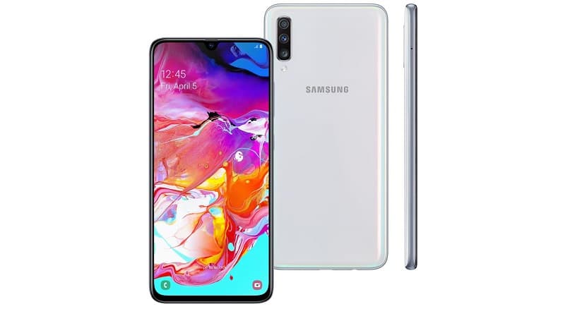 Galaxy A70 branco.