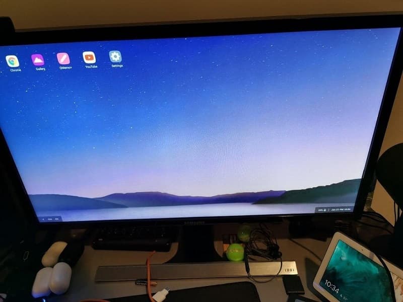 Atualização para Android 10 em dispositivos LG traz Modo Desktop Exemplo de uso do Modo Desktop de smartphones LG com Android 10.