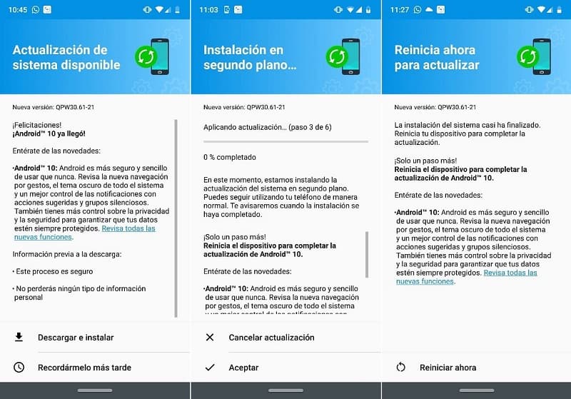 Motorola Moto G7 Plus recebe atualização para o Android 10 Captura de tela atualização do Moto G7 Plus para o Android 10.