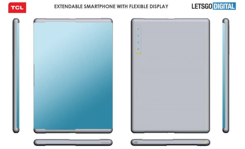 TCL patenteia smartphone com câmera quadrupla e tela retrátil Patente de smartphone retrátil TCL.
