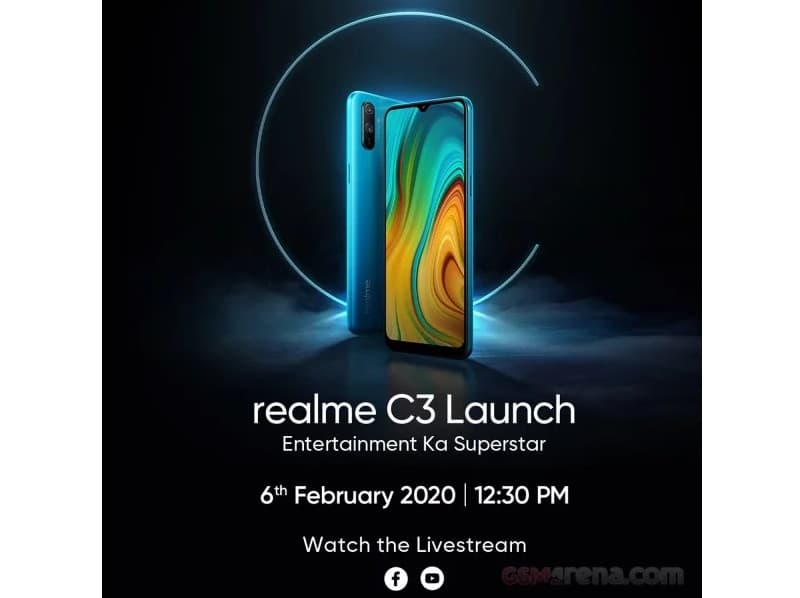 Convite do evento de lançamento do Realme C3.