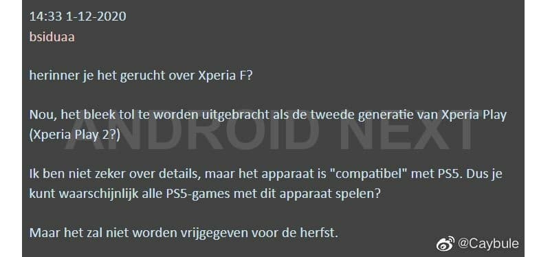 sony xperia play 2 imagem de rumor