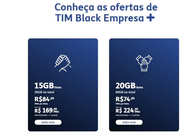 Plano Tim Black Empresa+ vai acumular internet não utilizada tim black empresa plus
