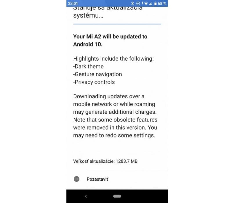 Xiaomi Mi A2 começa a receber atualização para o Android 10 Captura de tela atualização do Xiaomi Mi A2 para o Android 10.