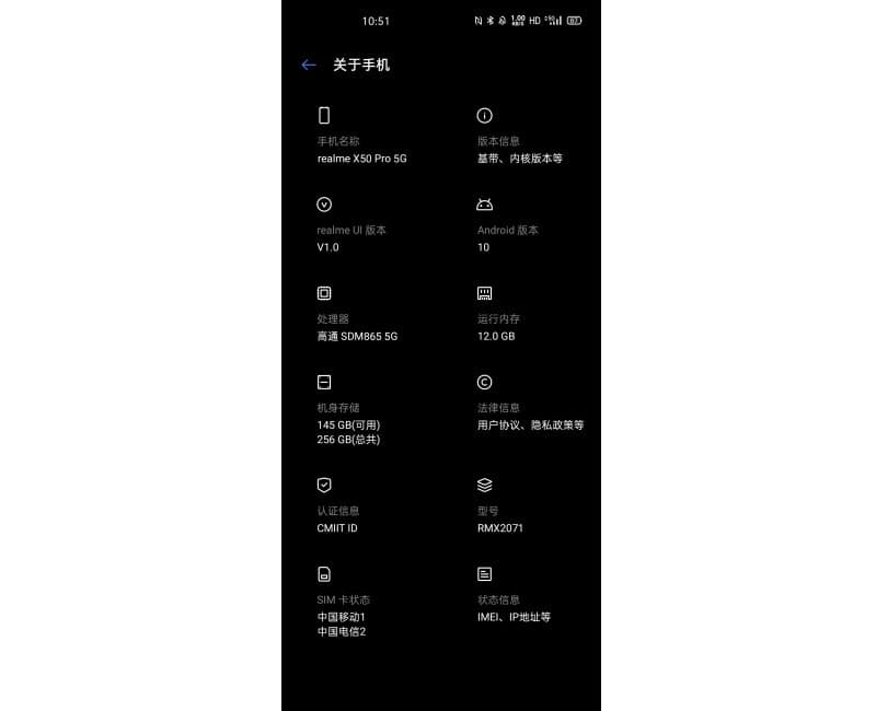 Realme X50 Pro 5G será anunciado na MWC 2020 com Snapdragon 865 Captura de tela das especificações do Realme X50 Pro 5G.