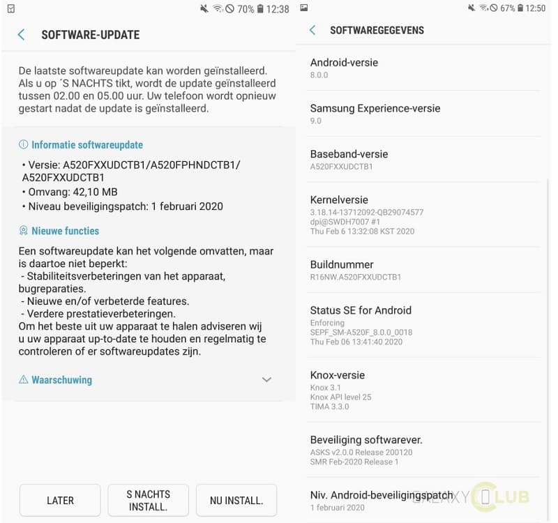 Galaxy A5 2017 é atualizado com o pacote de segurança de fevereiro Captura de tela da atualização de fevereiro do Galaxy A5 2017.