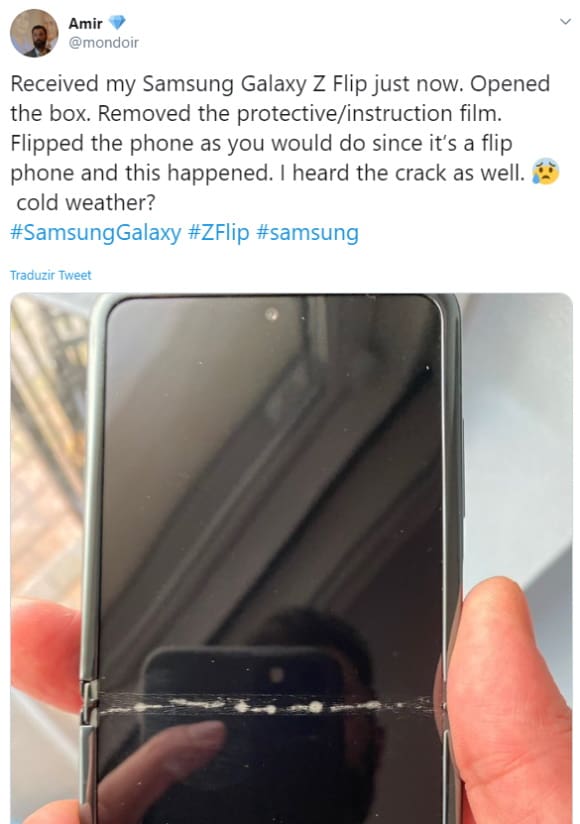 Galaxy Z Flip: Usuários relatam problemas com a tela dobrável galaxy z flip problema na tela
