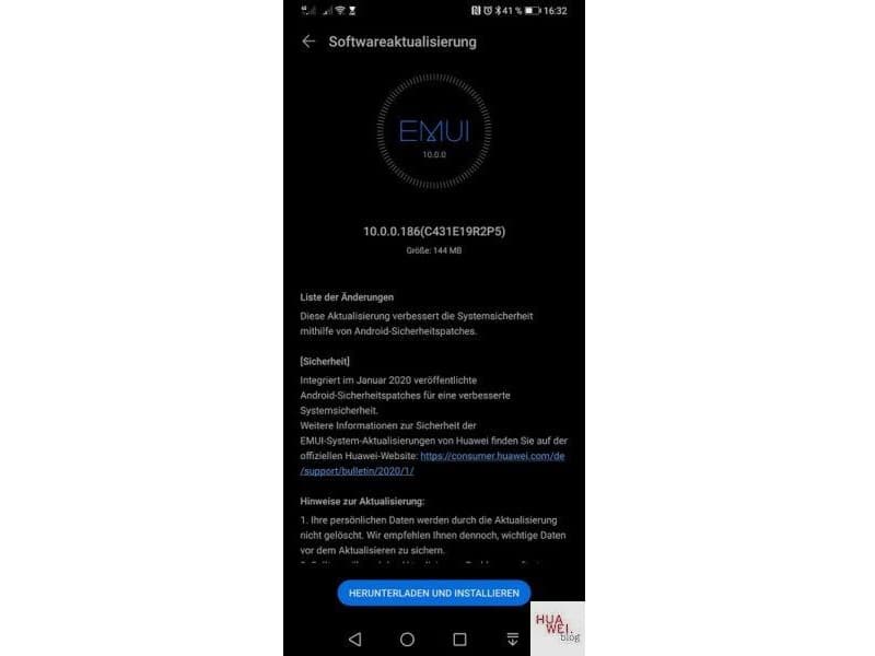 Huawei P30 e P30 Pro recebem atualização de segurança de janeiro Huawei P30 e P30 Pro captura de tela.