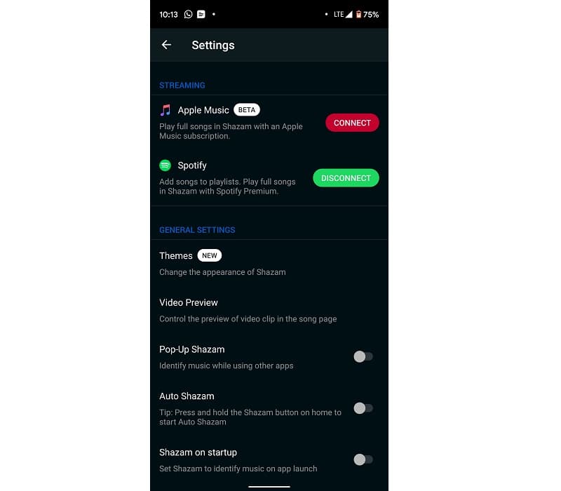 Shazam para Android ganha integração com o Apple Music Captura de tela integração do Shazam com Apple Music.