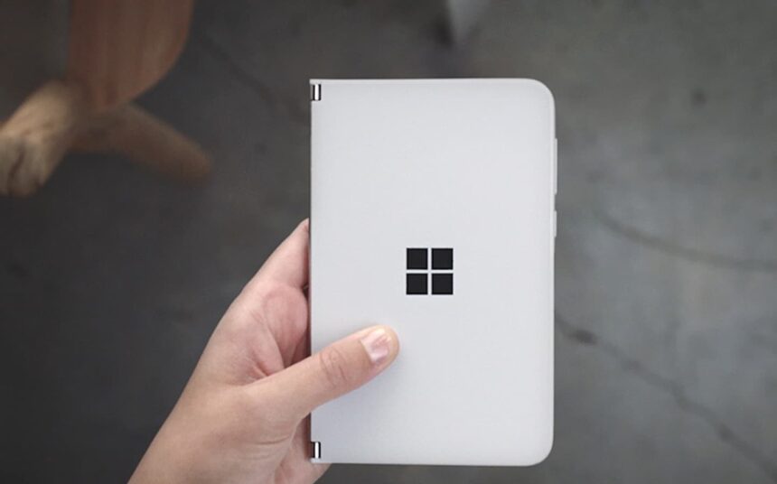 Microsoft Surface Duo branco.
