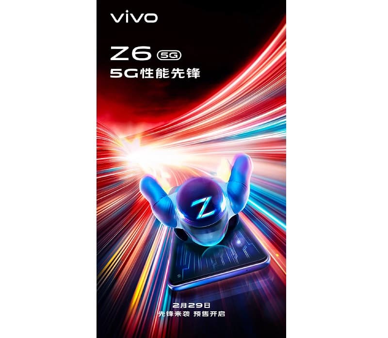 Vivo Z6 5G será lançado oficialmente dia 29 de fevereiro Teaser com a data de lançamento do Vivo Z6 5G.