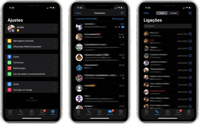 WhatsApp ganha o modo escuro para o iOS em sua versão beta whatsapp modo escuro ios iphone