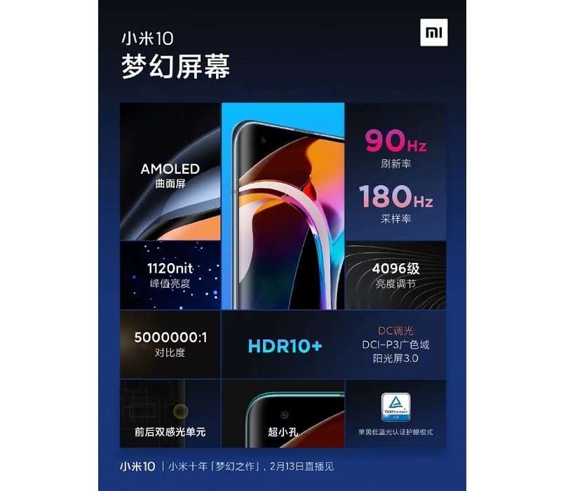 Xiaomi Mi 10 será lançado com tela de 90 Hz com bordas curvas Xiaomi Mi 10 teaser 1 da tela.