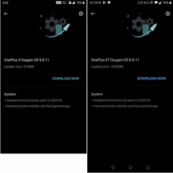 OnePlus 5 e 5T recebem atualização de segurança de fevereiro changelog update oneplus 5 5t