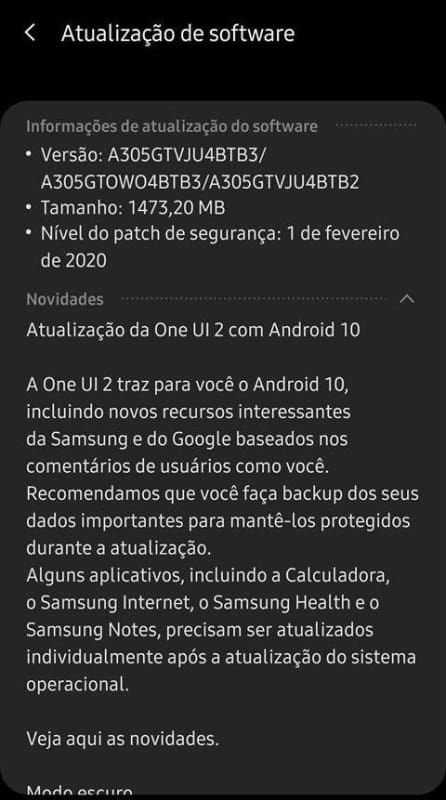 Samsung Galaxy A30 é atualizado com o Android 10 no Brasil galaxy a30 atualizacao android 10