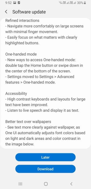 galaxy a7 2018 android 10 changelog update