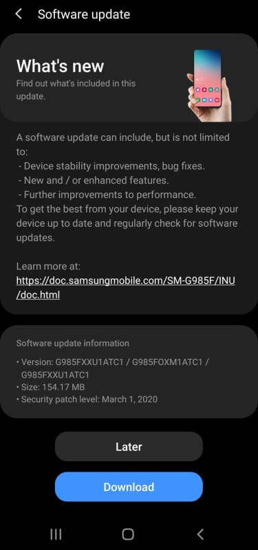 Galaxy S20 com processador Exynos recebe nova atualização de software galaxy s20 primeira atualizacao samsung