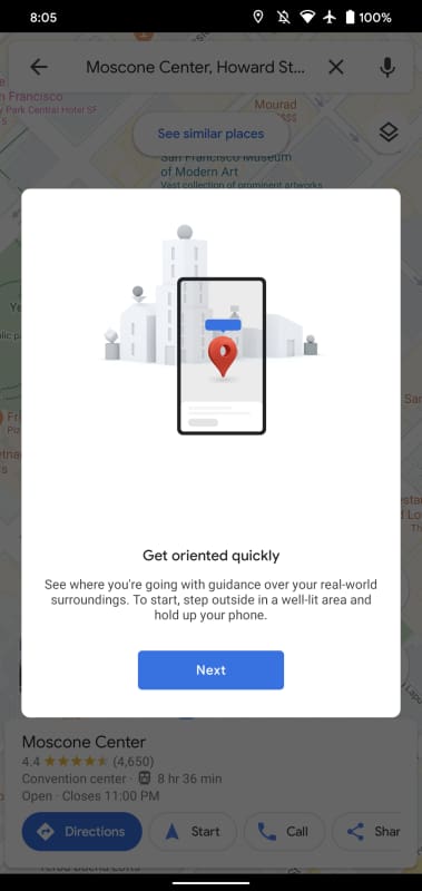 google maps live view abertura