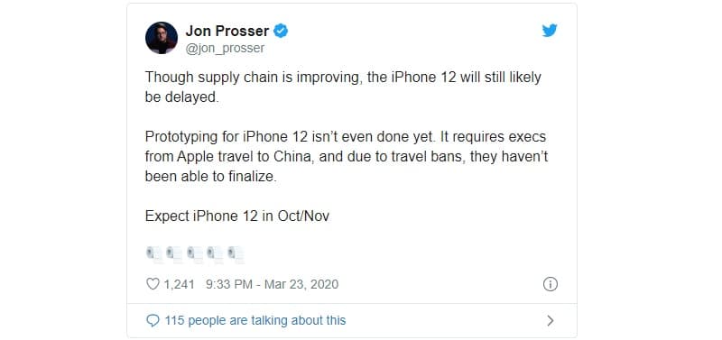iPhone 12: Lançamento pode atrasar devido ao Coronavírus Captura de tela informações sobre atraso do iPhone 12.